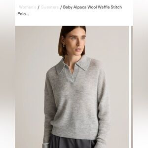 Quince Baby Alpaca-Wool Waffle Stitch Polo Sweater 1 charcoal and 1 light grey.